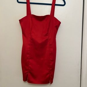 Bright red mini dress